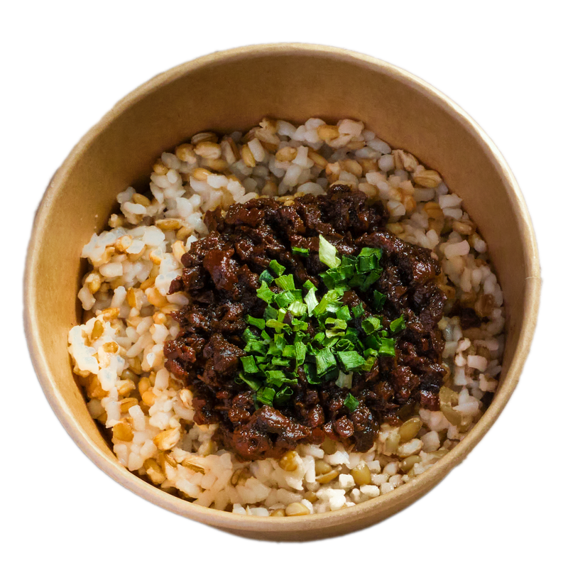 香菇素肉燥燕麥蒟蒻飯 Sautéed Mushroom Oats Konjac Rice